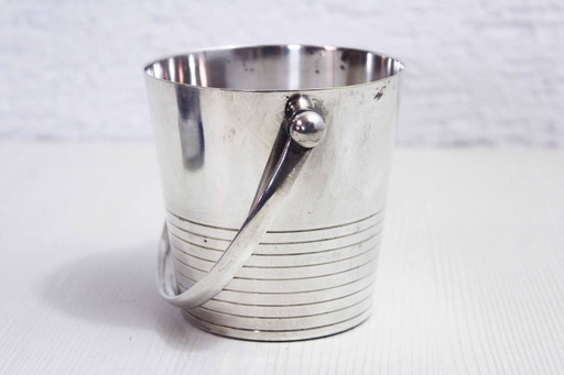 Small Silver Plated Metal Ice Cube Bucket, France 1960