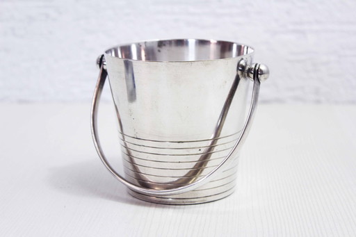 Small Silver Plated Metal Ice Cube Bucket, France 1960