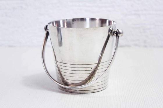 Image 1 of Small Silver Plated Metal Ice Cube Bucket, France 1960