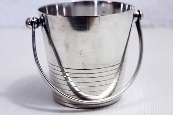 Image 1 of Small Silver Plated Metal Ice Cube Bucket, France 1960