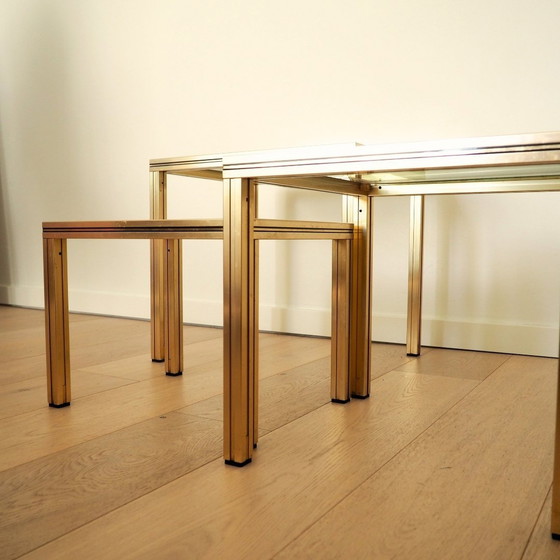 Image 1 of 1970S Pierre Vandel Gold Nesting Table Set Of 3