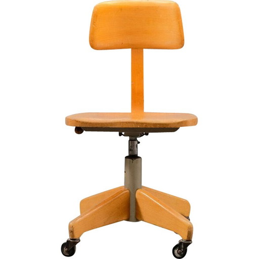 Vintage Federdreh wooden chair, Germany 1960