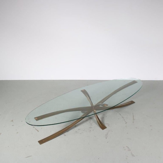 Image 1 of Brass Coffee Table by Michel Mangematin & Roger Bruny, France 1960