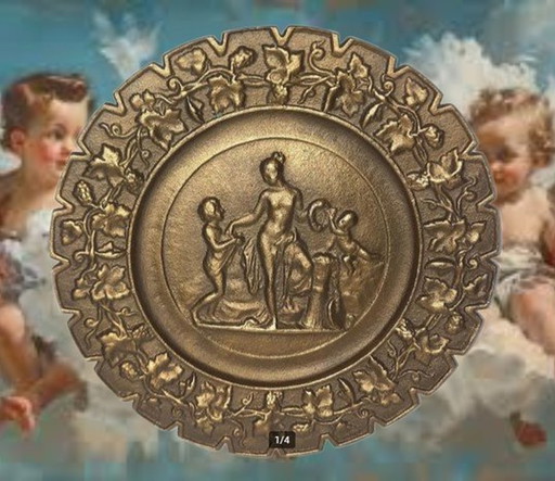 Heavy Bronze Wall Sign/Wall Decoration Naked Goddess With Cherubs