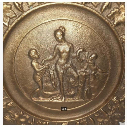 Heavy Bronze Wall Sign/Wall Decoration Naked Goddess With Cherubs