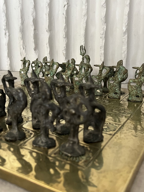 Image 1 of Bronze & brass chess set