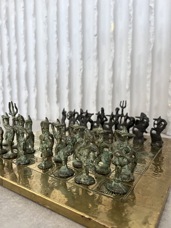 Image 1 of Bronze & brass chess set