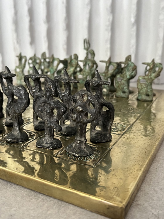 Image 1 of Jeu d'échecs en bronze et laiton