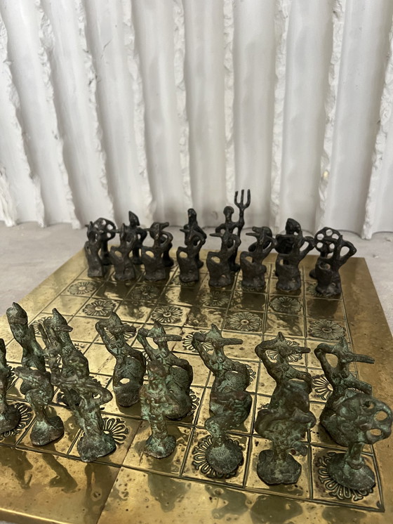 Image 1 of Bronze & brass chess set