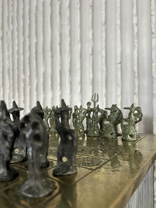 Bronze & brass chess set