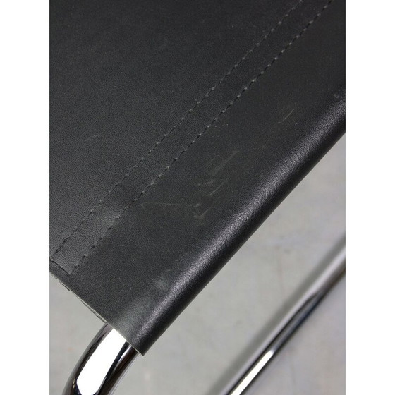 Image 1 of Vintage black leather Bauhaus chair by Mart Stam, Italy