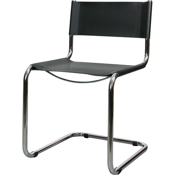 Image 1 of Vintage black leather Bauhaus chair by Mart Stam, Italy