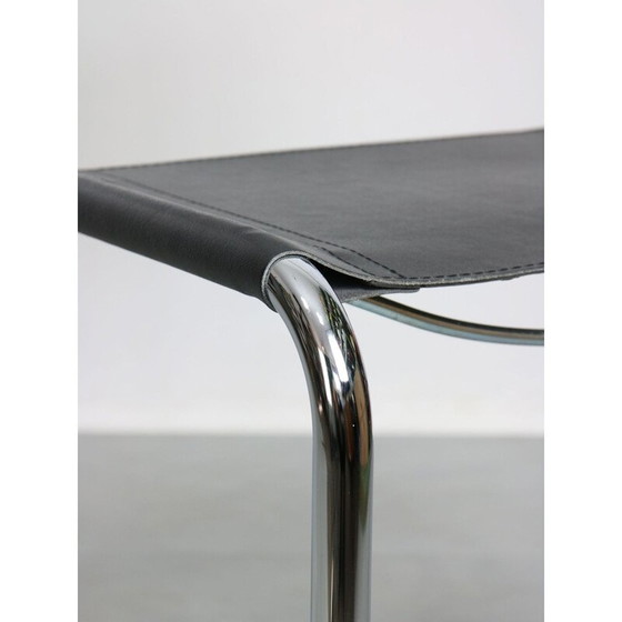 Image 1 of Vintage black leather Bauhaus chair by Mart Stam, Italy