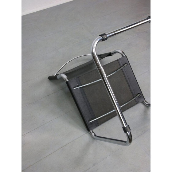 Image 1 of Vintage black leather Bauhaus chair by Mart Stam, Italy