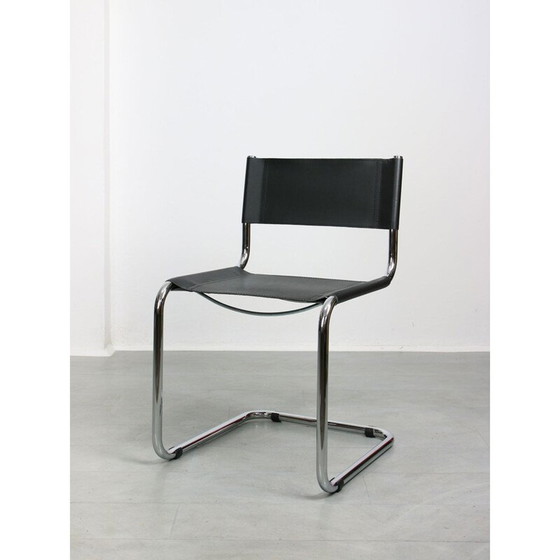 Image 1 of Vintage black leather Bauhaus chair by Mart Stam, Italy