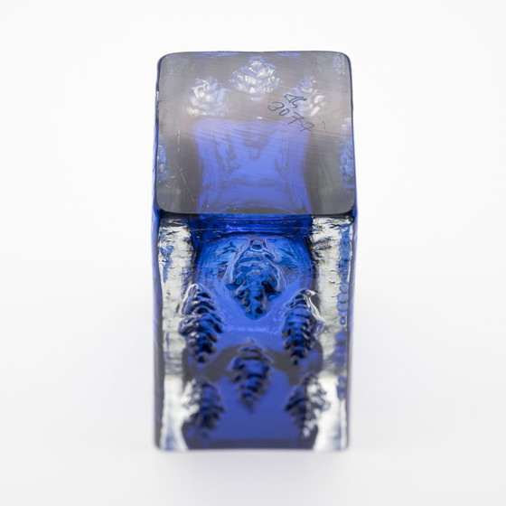 Image 1 of Blue Block Glass Vase Duo Kurt Wokan Ingrid Glas Eisglas Borckenglas Retro