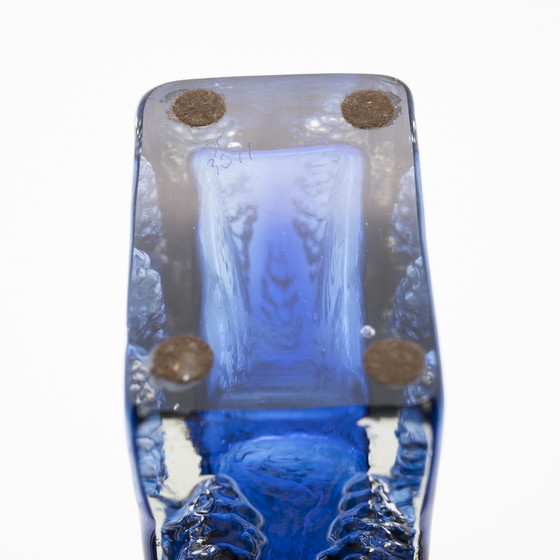 Image 1 of Blue Block Glass Vase Duo Kurt Wokan Ingrid Glas Eisglas Borckenglas Retro