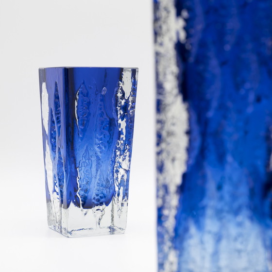 Image 1 of Blue Block Glass Vase Duo Kurt Wokan Ingrid Glas Eisglas Borckenglas Retro