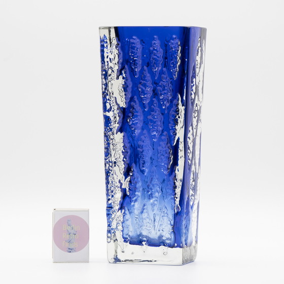 Image 1 of Blue Block Glass Vase Duo Kurt Wokan Ingrid Glas Eisglas Borckenglas Retro