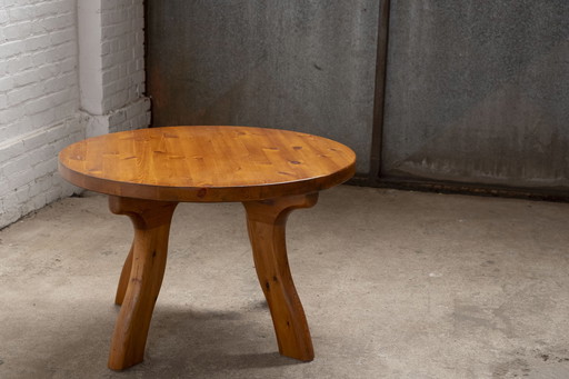 Table basse ronde en pin, 1960 Danemark