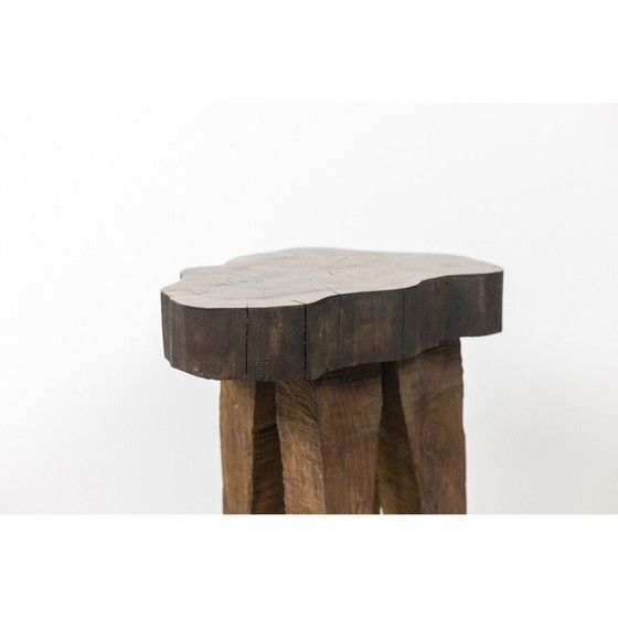 Image 1 of Set of 4 vintage elmwood stools, 1970