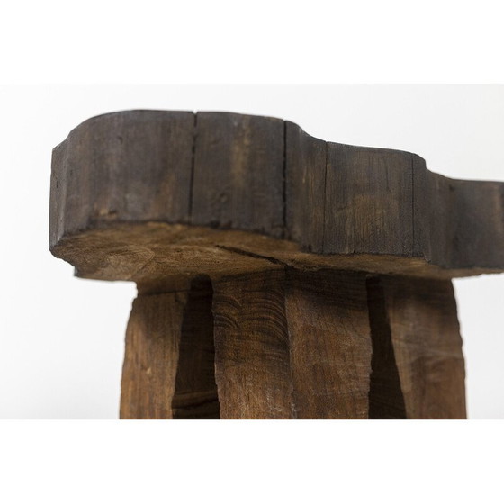 Image 1 of Set of 4 vintage elmwood stools, 1970