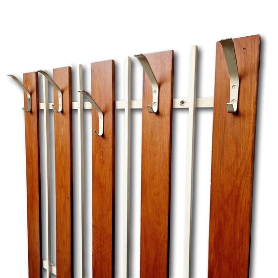 Image 1 of Vintage metal and wood lattice coat rack, 1960