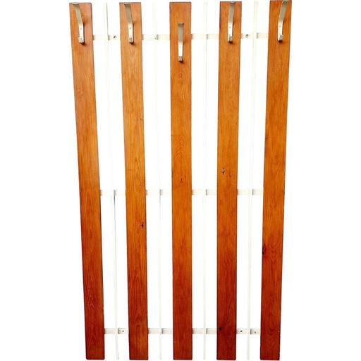 Vintage metal and wood lattice coat rack, 1960