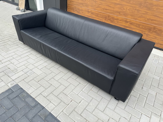 Image 1 of Black leather sofa l252