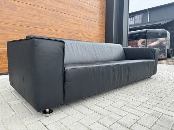 Image 1 of Black leather sofa l252