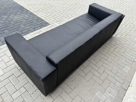 Image 1 of Black leather sofa l252