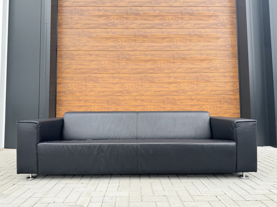 Image 1 of Black leather sofa l252