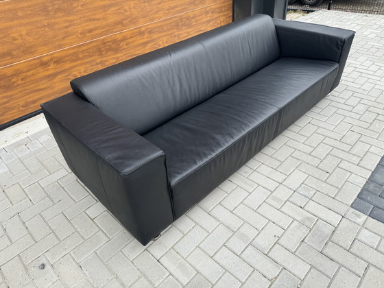 Image 1 of Black leather sofa l252