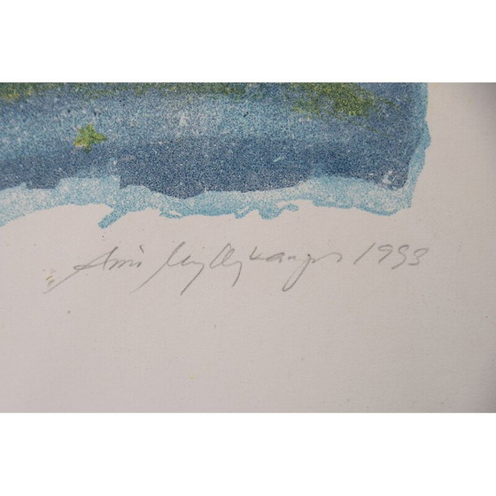Image 1 of Vintage lithograph of the sky dog by Aino Myllykangas, 1993