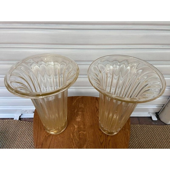 Image 1 of Pair of vintage Murano glass vases by Toso, 1980