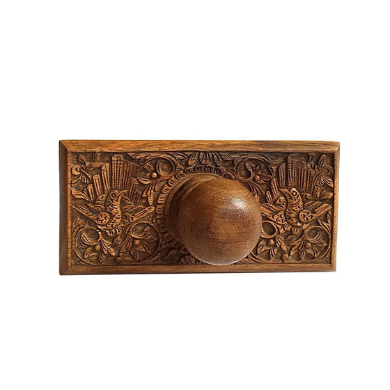 Image 1 of Set de bureau vintage Art Deco asiatique sculpté à la main, set de 2