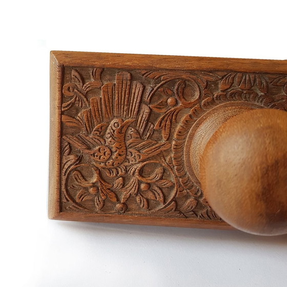 Image 1 of Set de bureau vintage Art Deco asiatique sculpté à la main, set de 2