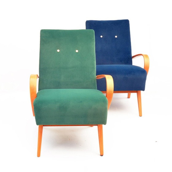 Image 1 of Pair of vintage beech armchairs by J. Smidek for Ton, Czechoslovakia 1960s