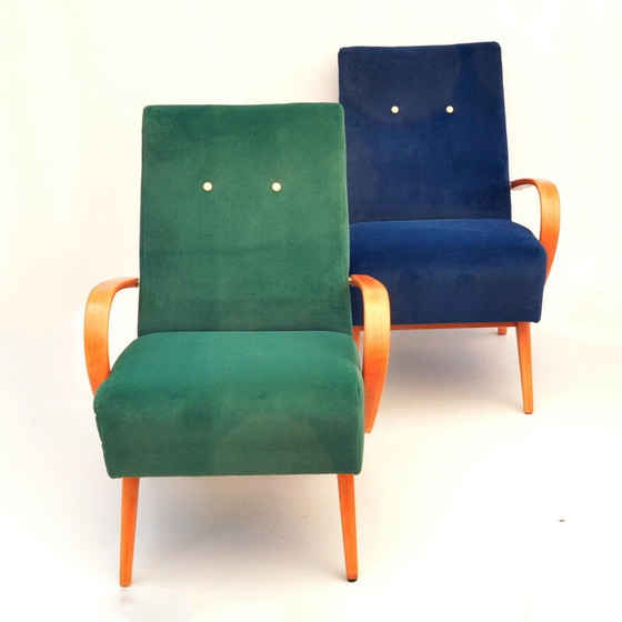 Image 1 of Pair of vintage beech armchairs by J. Smidek for Ton, Czechoslovakia 1960s