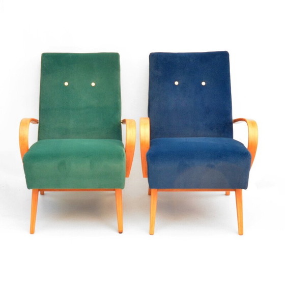 Image 1 of Pair of vintage beech armchairs by J. Smidek for Ton, Czechoslovakia 1960s