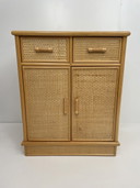 Vintage rattan bamboo cabinet / dresser