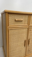 Vintage rattan bamboo cabinet / dresser