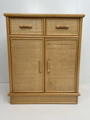 Vintage rattan bamboo cabinet / dresser
