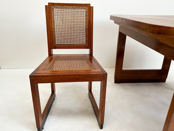 Image 1 of Art Deco Amsterdam School Dining Table and Two Chairs