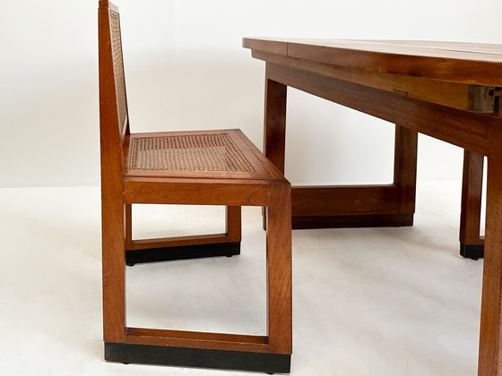 Image 1 of Art Deco Amsterdam School Dining Table and Two Chairs