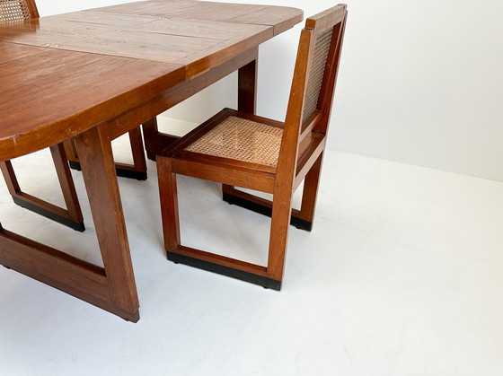 Image 1 of Art Deco Amsterdam School Dining Table and Two Chairs