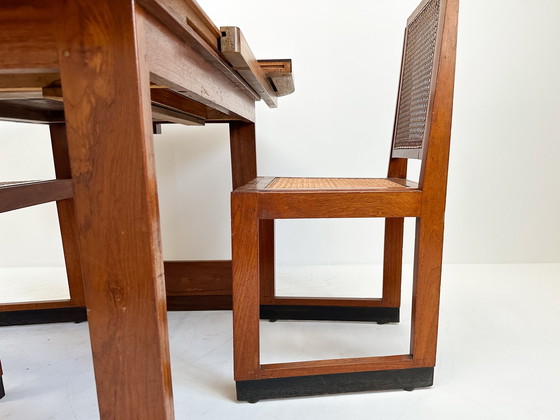 Image 1 of Art Deco Amsterdam School Dining Table and Two Chairs