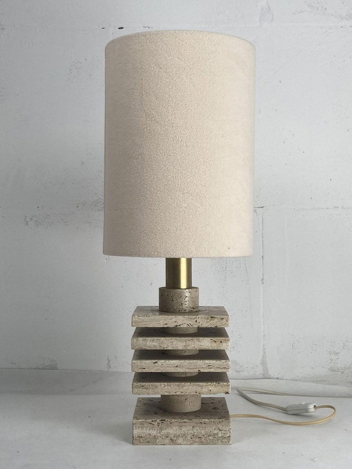 Travertine Desk Lamp By G. Ulivieri, Italy, 1960S