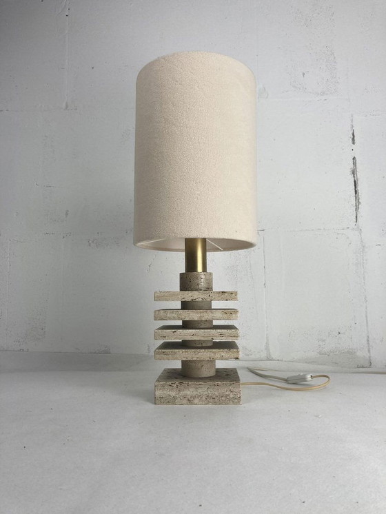 Image 1 of Travertine Desk Lamp By G. Ulivieri, Italy, 1960S