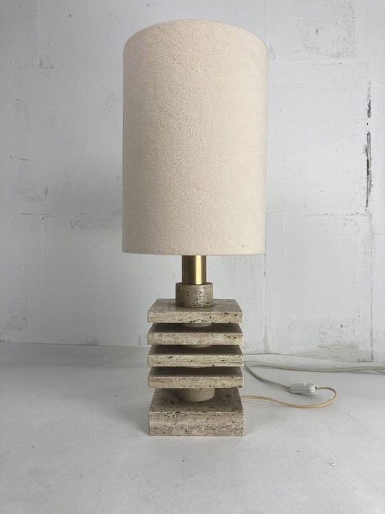 Image 1 of Travertine Desk Lamp By G. Ulivieri, Italy, 1960S